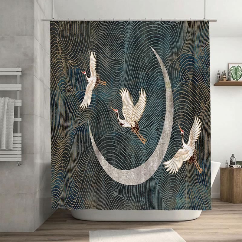 Stylish Bathroom Decor: Moon Cranes Shower Curtain Set for Home Decoration Navy Blue Gold Print Polyester Fabric Perfect Gift 90x180cm
Stylish Bathroom Decor: Moon Cranes Shower Curtain Set for Home Decoration Navy Blue Gold Print Polyester Fabric Perfect Gift 90x180cm