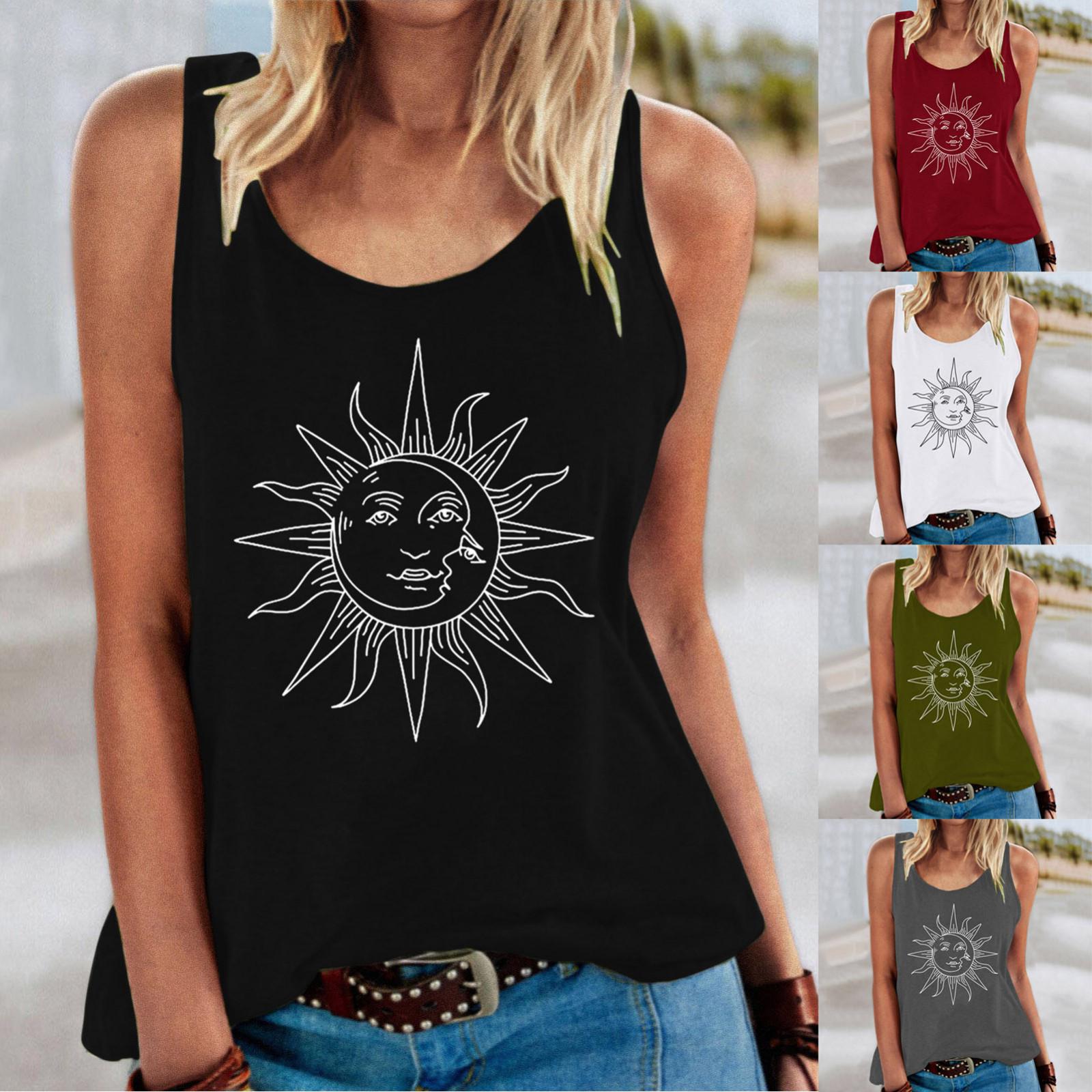 Модная женская повседневная блузка без рукавов с буквенным принтом Moon Sun
Модная женская повседневная блузка без рукавов с буквенным принтом Moon Sun