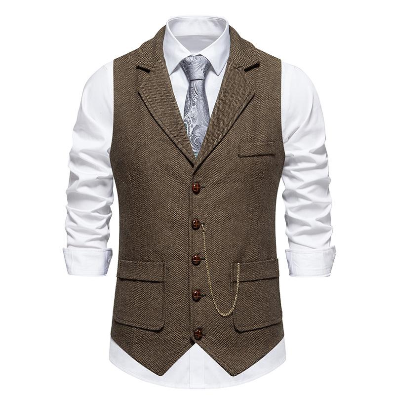 Men s Retro Lapel Chain Vest Fashion Herringbone Coarse Tweed Pockets Suit Vest British Casual Vintage Gentleman Leisure Party XS кавовий
Men s Retro Lapel Chain Vest Fashion Herringbone Coarse Tweed Pockets Suit Vest British Casual Vintage Gentleman Leisure Party XS кавовий