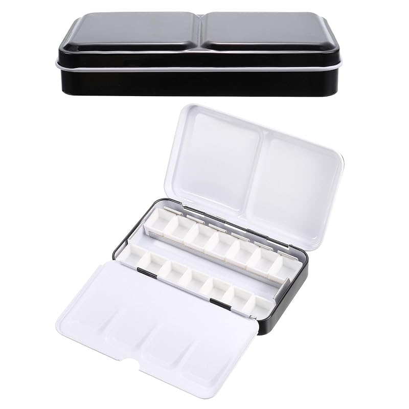 PATIKIL empty watercolor palette 14 half-pan metal watercolor tins Travel gouache/oil painting paint box with lid black 14 well
PATIKIL empty watercolor palette 14 half-pan metal watercolor tins Travel gouache/oil painting paint box with lid black 14 well