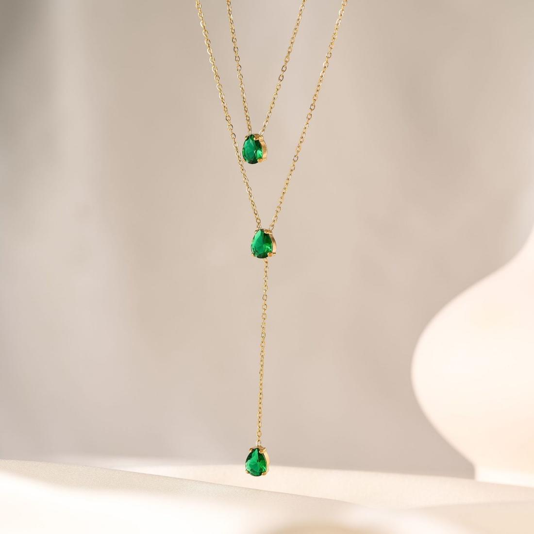 White Green Zircon Pendant Double Layer Necklace Stainless Steel Gold Color Women s Luxury Zircon Wedding Gift Wholesale 40-45 cm зелений
White Green Zircon Pendant Double Layer Necklace Stainless Steel Gold Color Women s Luxury Zircon Wedding Gift Wholesale 40-45 cm зелений
