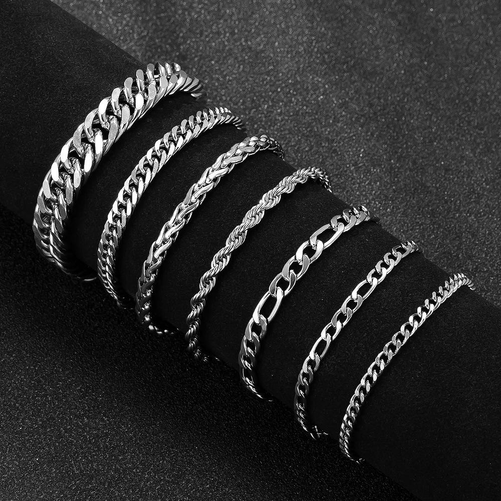 Titanium Steel Jewelry Fashion Punk Cuban Link Stainless Steel Bracelet Seven-Piece Set Wholesale Steel Color
Titanium Steel Jewelry Fashion Punk Cuban Link Stainless Steel Bracelet Seven-Piece Set Wholesale Steel Color