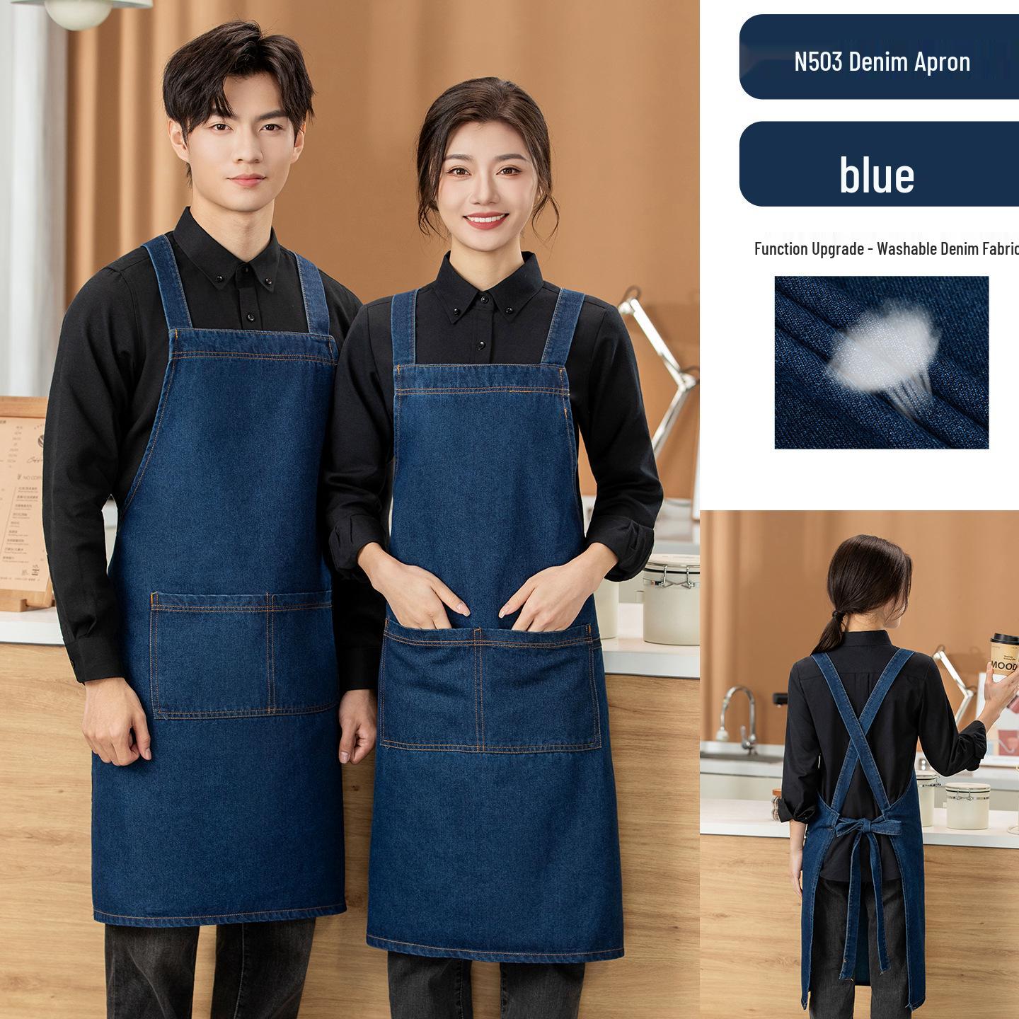 Custom Logo Denim Apron Overalls for Men & Women: Perfect for Catering, Kitchen, Coffee Shop, Supermarket, or Milk Tea Work Environments.
Custom Logo Denim Apron Overalls for Men & Women: Perfect for Catering, Kitchen, Coffee Shop, Supermarket, or Milk Tea Work Environments.