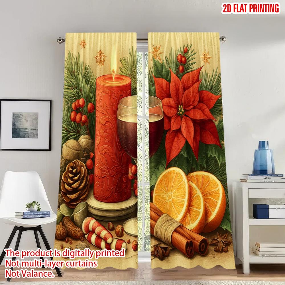 Flat Printing Christmas Curtains Wine Pinecones Oranges Digital Printed Polyester Drapes Holiday Decorations Curtain Set Of 2 Made Washable W100*H70(CM)-Rod Pocket&1PCS
Flat Printing Christmas Curtains Wine Pinecones Oranges Digital Printed Polyester Drapes Holiday Decorations Curtain Set Of 2 Made Washable W100*H70(CM)-Rod Pocket&1PCS