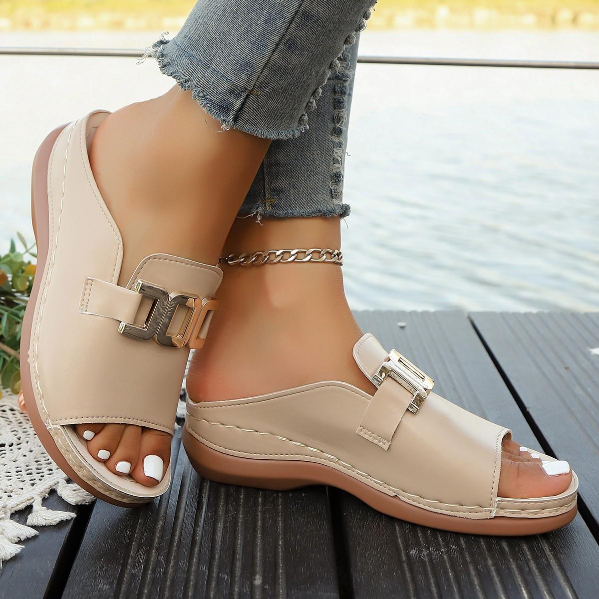 Wedge heel platform slippers women s new casual fashion simple metal buckle fish mouth sandals 43 хакі
Wedge heel platform slippers women s new casual fashion simple metal buckle fish mouth sandals 43 хакі