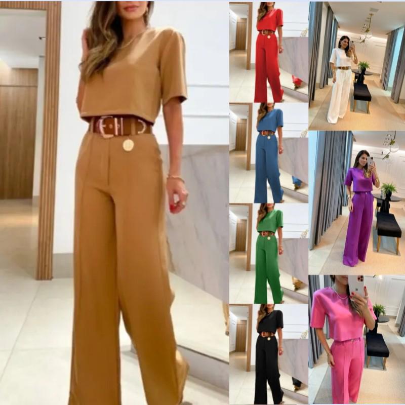 European & American Women s Solid Color Round Neck Short Sleeve Tee & Wide-Leg Pants Casual Set XXL розовый
European & American Women s Solid Color Round Neck Short Sleeve Tee & Wide-Leg Pants Casual Set XXL розовый