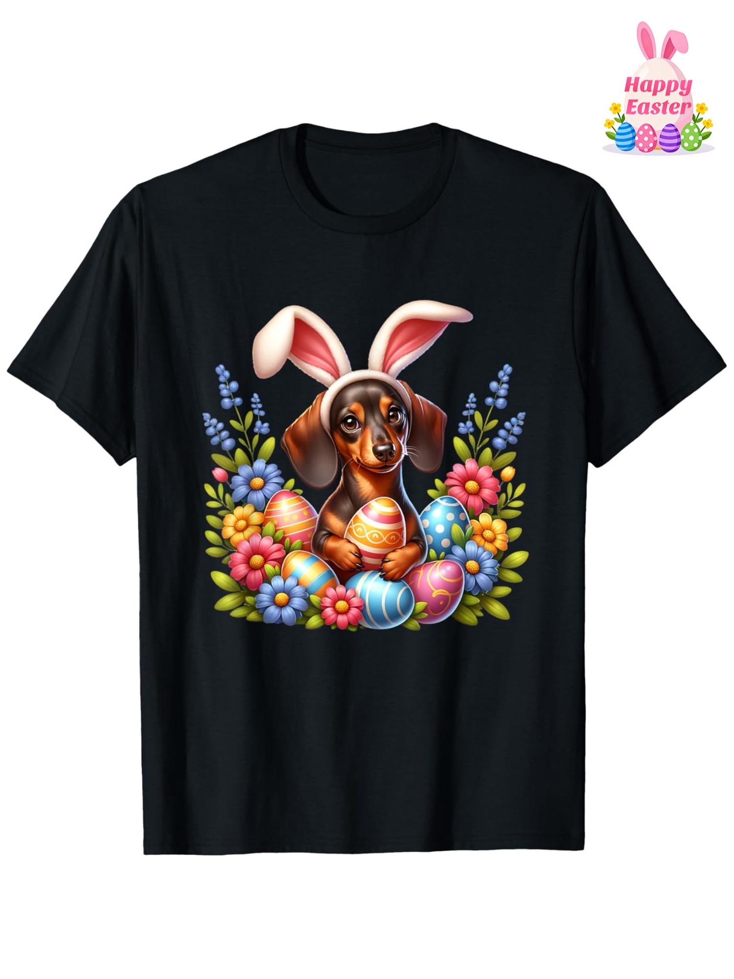 Easter Dachshund Bunny Ears & Colorful Eggs Graphic T-Shirt - 100% Cotton, Crew Neck, Short Sleeve, Casual Spring Wear for Adults S разноцветный
Easter Dachshund Bunny Ears & Colorful Eggs Graphic T-Shirt - 100% Cotton, Crew Neck, Short Sleeve, Casual Spring Wear for Adults S разноцветный