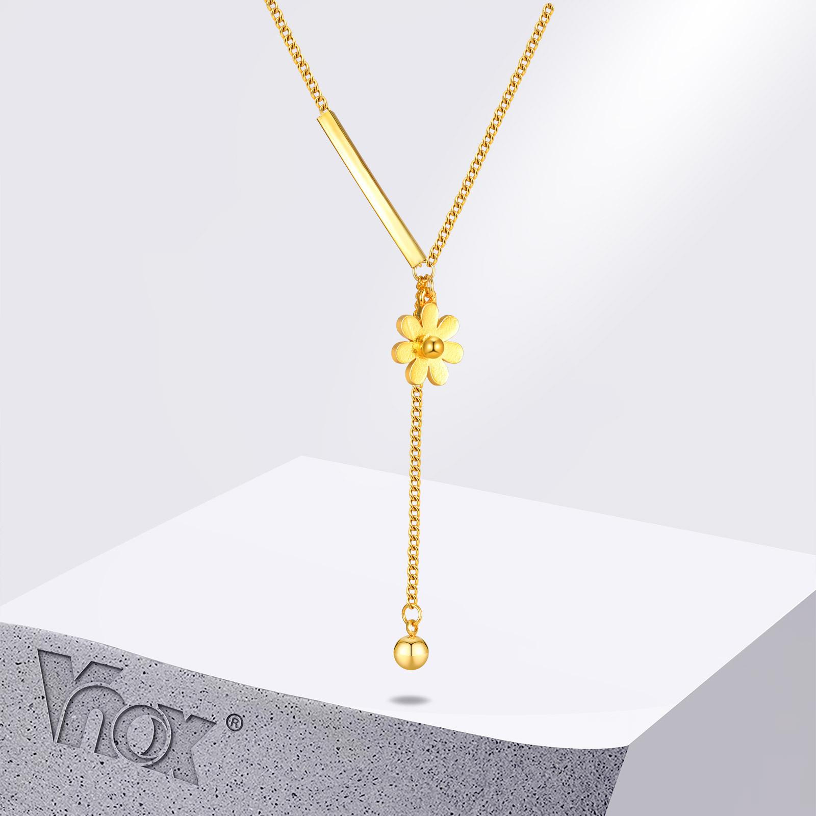 Vnox Daisy Charm Long Tassel Necklaces for Women Girls, Sweet Flower Pendant Ckokers, Gold Plated Stainless Steel Y Collar
Vnox Daisy Charm Long Tassel Necklaces for Women Girls, Sweet Flower Pendant Ckokers, Gold Plated Stainless Steel Y Collar