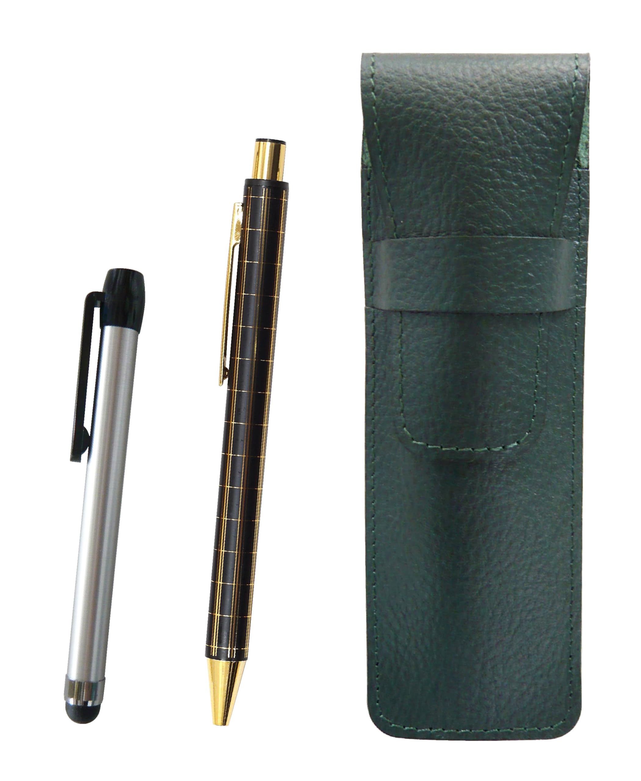 Grained leather pencil case moss green metal touch silver bar and NQ30K thick shaft metal straight knock double anodized lattice ballpoint pen set
Grained leather pencil case moss green metal touch silver bar and NQ30K thick shaft metal straight knock double anodized lattice ballpoint pen set