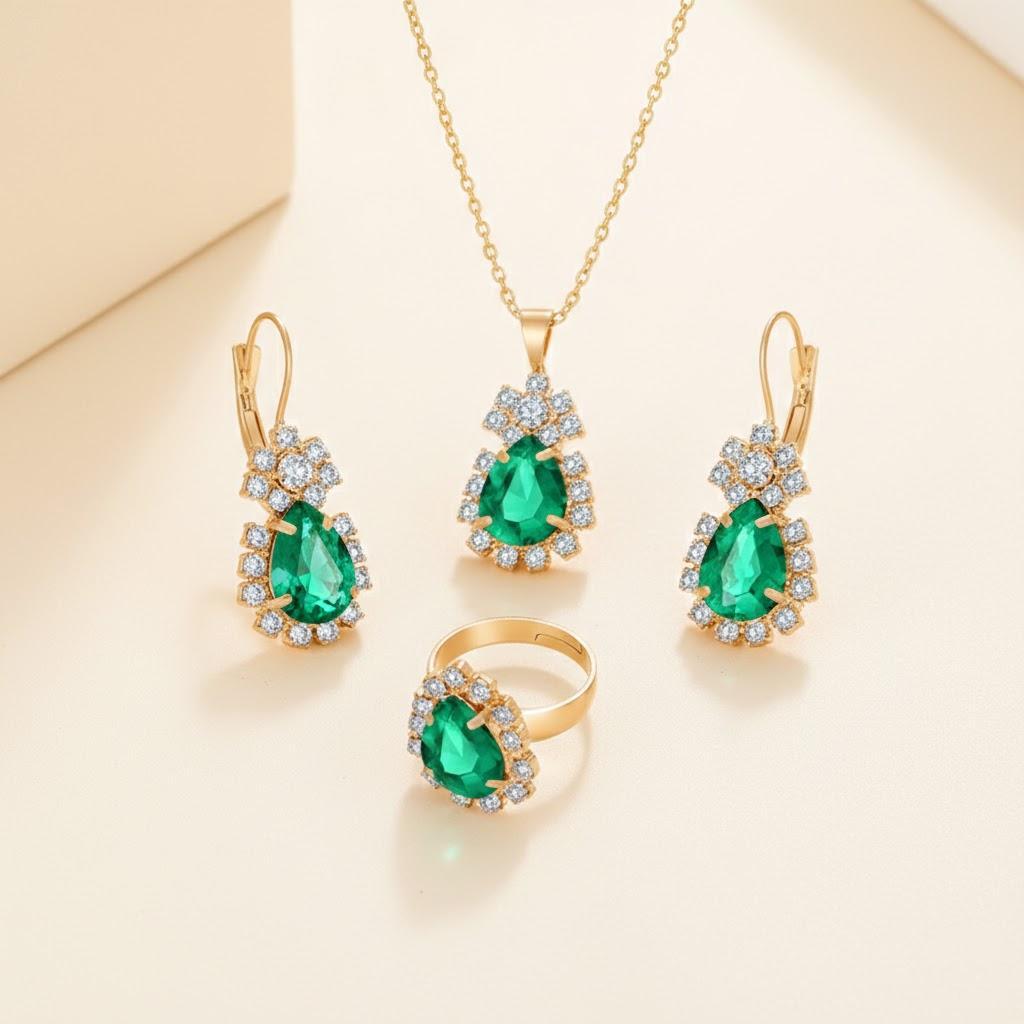 Luxury Engagement Jewelry Set Necklace Pendant Earrings Rings Wedding Beautiful Bridal Accessories зелений
Luxury Engagement Jewelry Set Necklace Pendant Earrings Rings Wedding Beautiful Bridal Accessories зелений