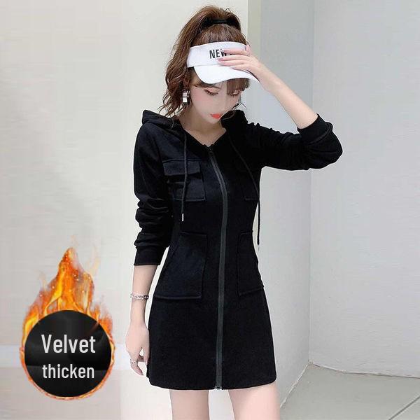 Korean Style Hooded Zipper Petite Dress for Women - Autumn/Winter Fashion with Plus Velvet and Age-Reducing Design 2XL
Korean Style Hooded Zipper Petite Dress for Women - Autumn/Winter Fashion with Plus Velvet and Age-Reducing Design 2XL