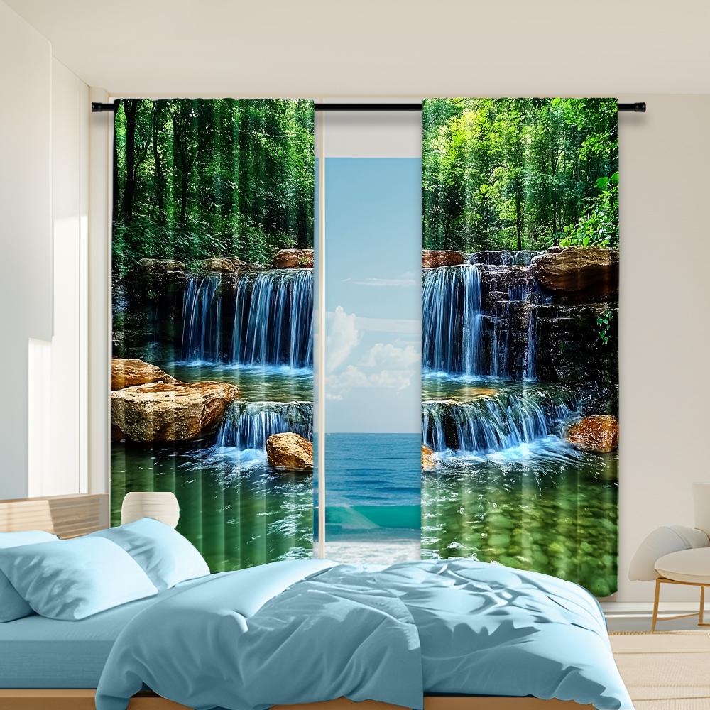 Set Of 2 Versatile Polyester Transparent Curtains Home Decoration Rainforest Waterfall Natural Use Bedrooms Living Curtain For Master Bedroom Made W100*H70(CM)-Hooks&1PCS
Set Of 2 Versatile Polyester Transparent Curtains Home Decoration Rainforest Waterfall Natural Use Bedrooms Living Curtain For Master Bedroom Made W100*H70(CM)-Hooks&1PCS