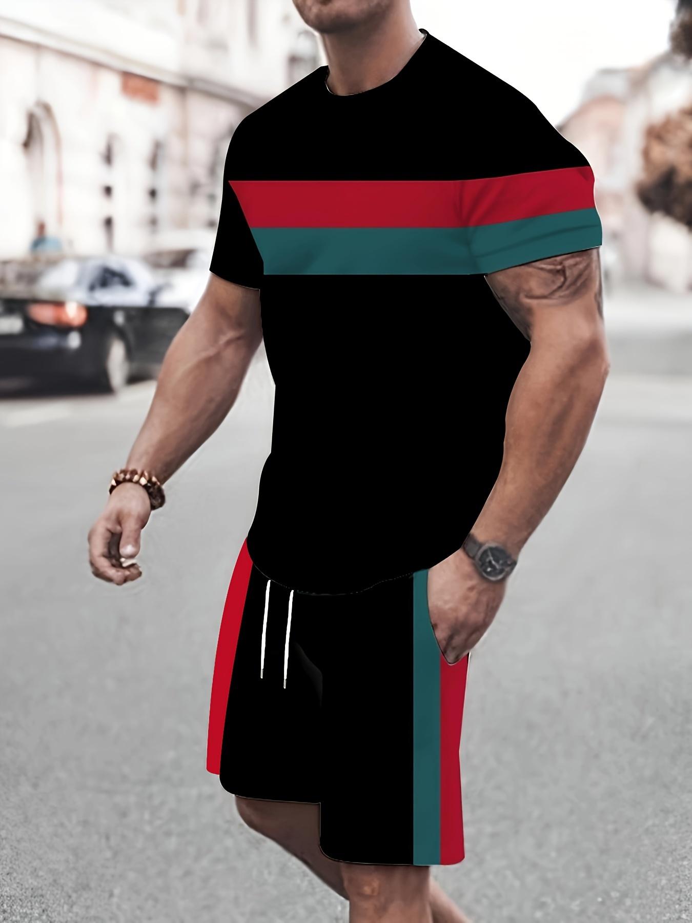 Summer Men s Set Print Solid Color Men Round Neck T-Shirt Shorts Two Piece Set Casual Man Suits Clothing S
Summer Men s Set Print Solid Color Men Round Neck T-Shirt Shorts Two Piece Set Casual Man Suits Clothing S