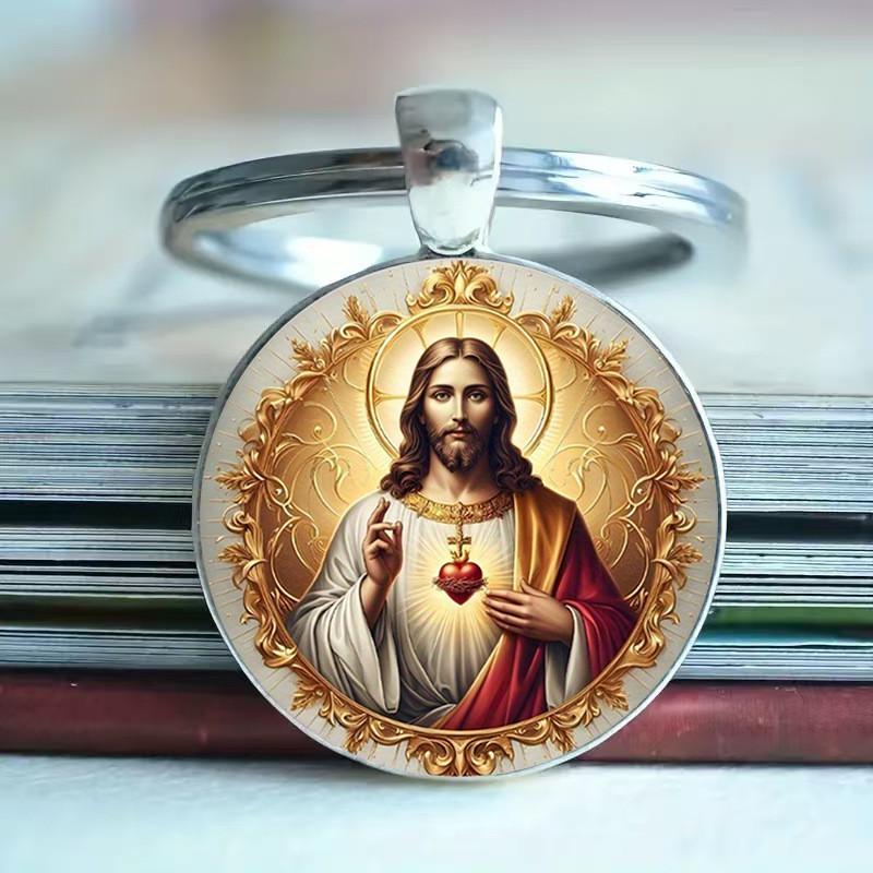 Modern Minimalist Glass Alloy Keychain With Heart Jesus Character Pendant For Gift Giving Style A
Modern Minimalist Glass Alloy Keychain With Heart Jesus Character Pendant For Gift Giving Style A