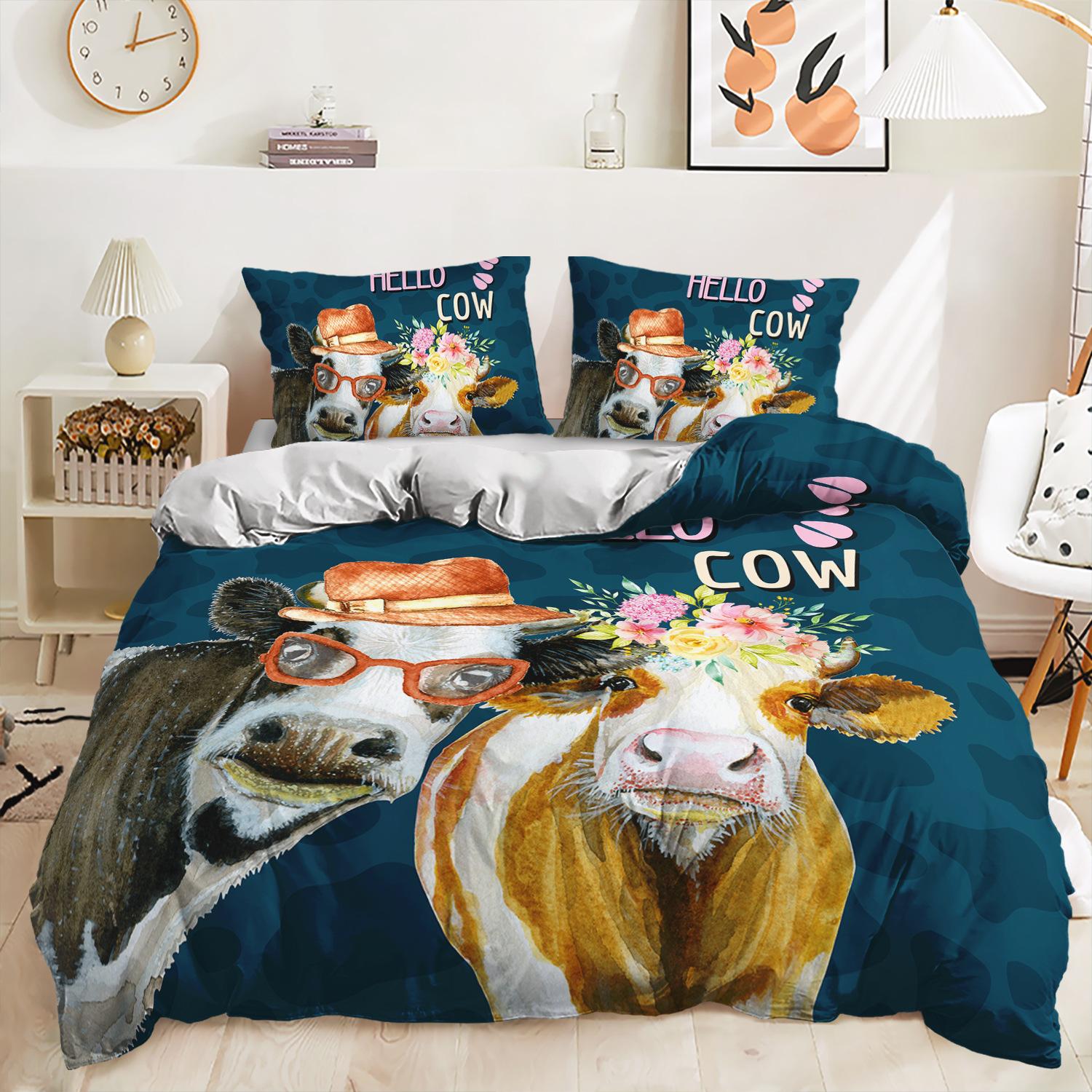 3D комплект постельного белья с изображением коровы, пододеяльник и наволочка с изображением животных, 2/3 шт., ткань из микрофибры, быстросохнущее украшение для дома AU Double 180x210cm
3D комплект постельного белья с изображением коровы, пододеяльник и наволочка с изображением животных, 2/3 шт., ткань из микрофибры, быстросохнущее украшение для дома AU Double 180x210cm