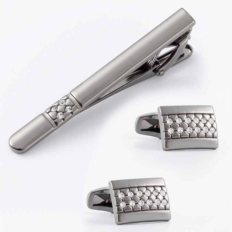 New Rectangular Curved Diamond-encrusted Cuff Links Collar Clip Set STXC-0034
New Rectangular Curved Diamond-encrusted Cuff Links Collar Clip Set STXC-0034