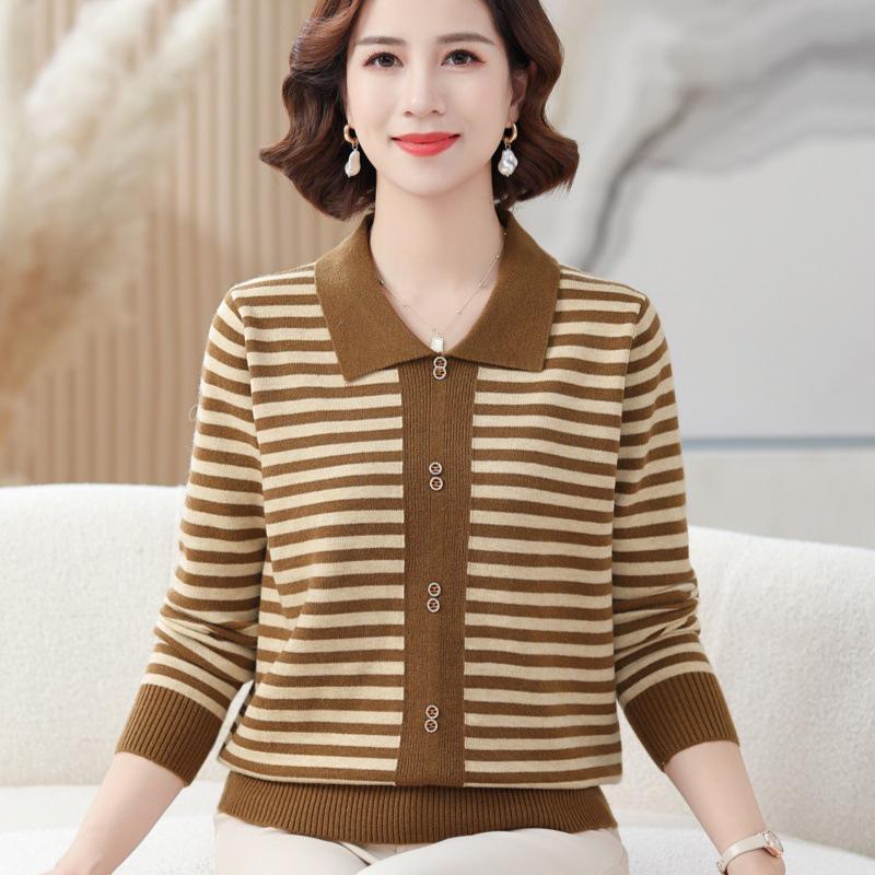 Элегантный женский полосатый вязаный свитер с отложным воротником - Универсальная осенняя мода для мам L fits 90-115 jin кофейный
Элегантный женский полосатый вязаный свитер с отложным воротником - Универсальная осенняя мода для мам L fits 90-115 jin кофейный
