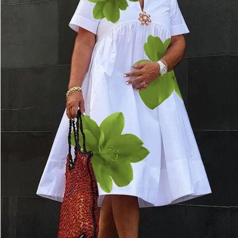 Printed Dress Women Summer New V-neck Short sleeve White Background Loose Floral Print Casual Dress Deep purple 3XL
Printed Dress Women Summer New V-neck Short sleeve White Background Loose Floral Print Casual Dress Deep purple 3XL