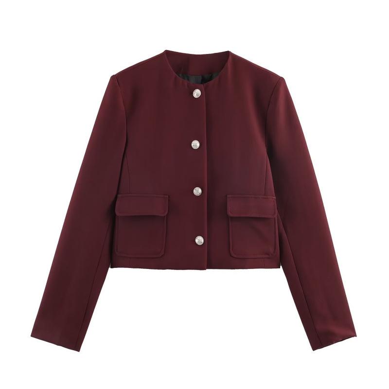 2026 Spring European & American Style Versatile Round Neck Buttoned Long Sleeve Pocket Jacket Coat Small червоний
2026 Spring European & American Style Versatile Round Neck Buttoned Long Sleeve Pocket Jacket Coat Small червоний