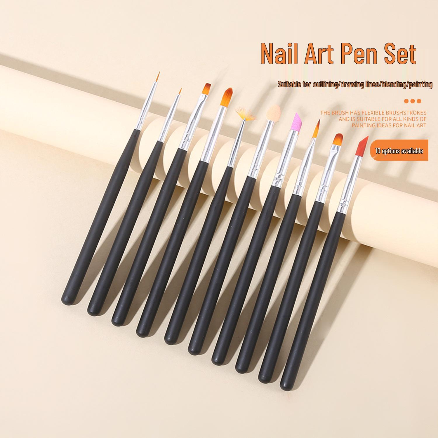 10-Piece Nail Art & Makeup Tool Set: Line Drawing Brushes, Grinding Silicone Tips, Double-Sided Sponge Eyeshadow Blending Brushes
10-Piece Nail Art & Makeup Tool Set: Line Drawing Brushes, Grinding Silicone Tips, Double-Sided Sponge Eyeshadow Blending Brushes