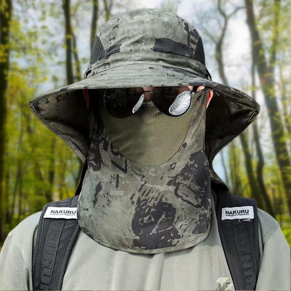 56-60cm Men Sun Hat Wide Brim Fisherman Hat Sand Prevention Camouflage Caps Mask Set Camp зелений
56-60cm Men Sun Hat Wide Brim Fisherman Hat Sand Prevention Camouflage Caps Mask Set Camp зелений