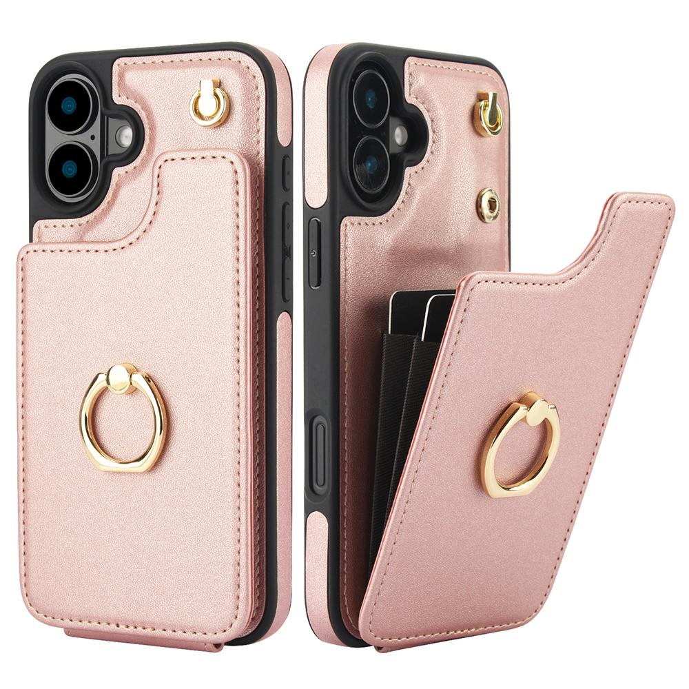 For iPhone 16 Plus Case Card Holder Kickstand PU+TPU Phone Cover with Shoulder Strap Rose Gold
For iPhone 16 Plus Case Card Holder Kickstand PU+TPU Phone Cover with Shoulder Strap Rose Gold