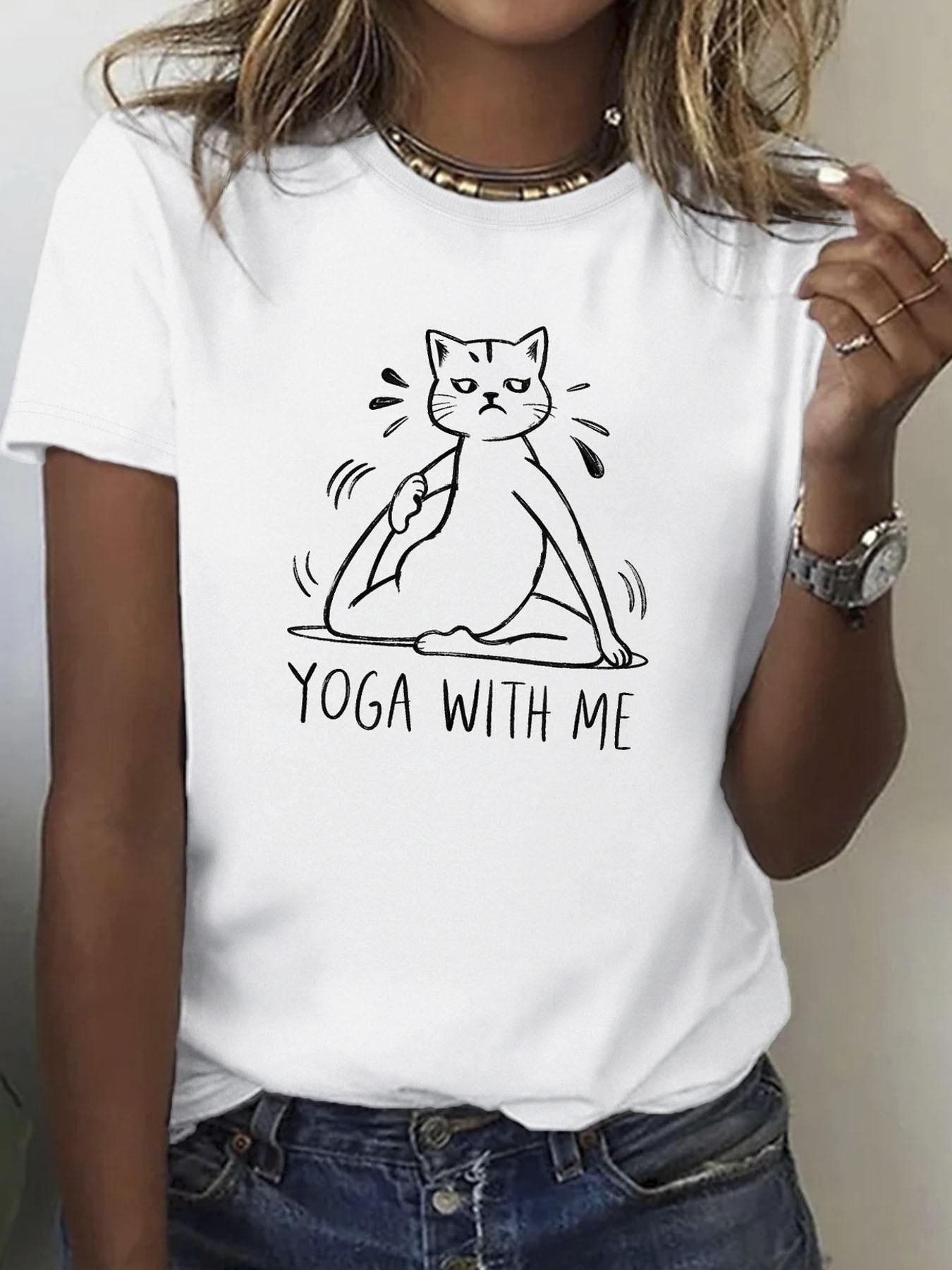 WomenS Cat and Do with Me Graphic TShirt Breathable Casual Fitted Round Neck Sleeve Top Harajuku Sleeve Aesthetic Clothes S
WomenS Cat and Do with Me Graphic TShirt Breathable Casual Fitted Round Neck Sleeve Top Harajuku Sleeve Aesthetic Clothes S