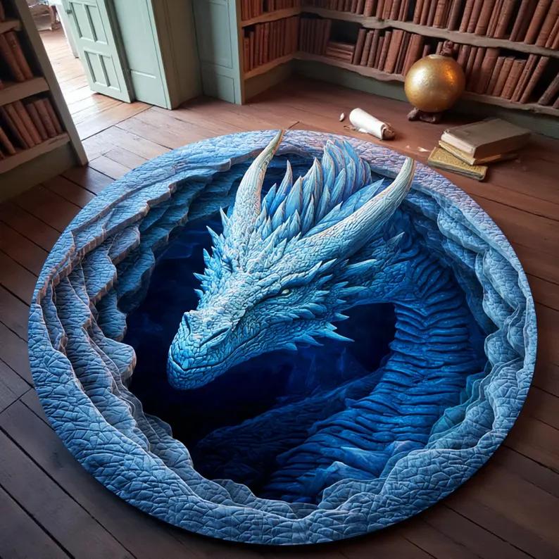 Fantasy Dragon 3D Printed Round Rug, Library Dragon Hole Illusion Floor Mat, Mystic Home Decor, Round Carpet Fashion Home Decor 60cmx60cm
Fantasy Dragon 3D Printed Round Rug, Library Dragon Hole Illusion Floor Mat, Mystic Home Decor, Round Carpet Fashion Home Decor 60cmx60cm