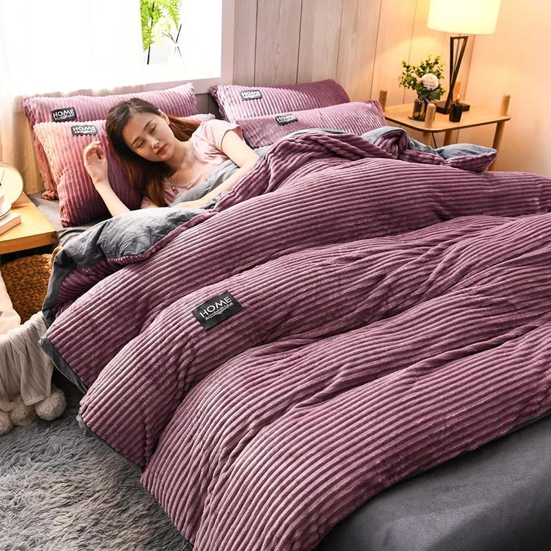 Milk Velvet Winter Thick Bed Set Double Sided Solid Color Flannel Corduroy Duvet Cover Set Winter Warm Bedding Sheet 220×240CM PillowcaseX2
Milk Velvet Winter Thick Bed Set Double Sided Solid Color Flannel Corduroy Duvet Cover Set Winter Warm Bedding Sheet 220×240CM PillowcaseX2