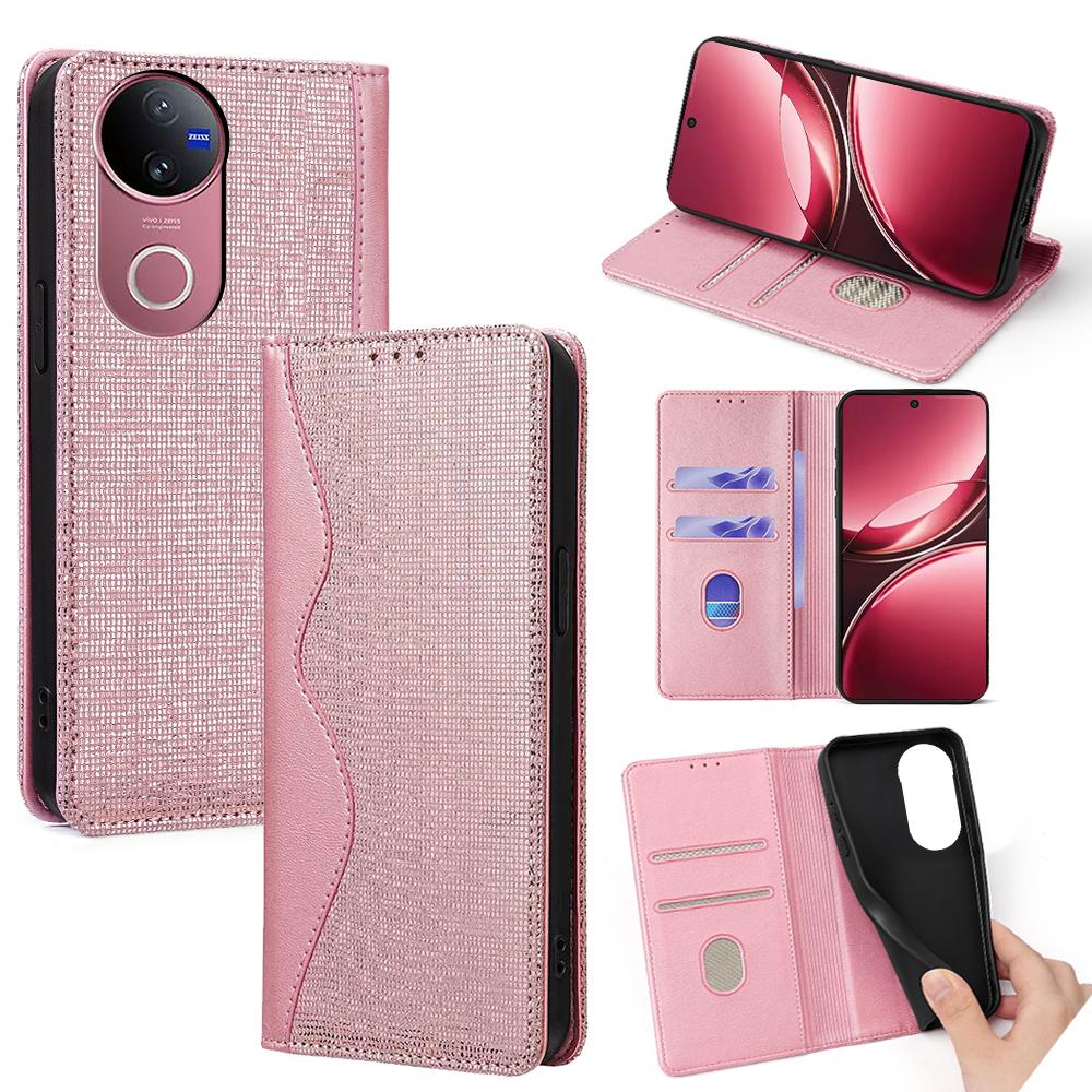 Для vivo V50 5G Чохол Хвиляста форма RFID-блокування PU шкіряний гаманець підставка чохол для телефону Rose Gold
Для vivo V50 5G Чохол Хвиляста форма RFID-блокування PU шкіряний гаманець підставка чохол для телефону Rose Gold