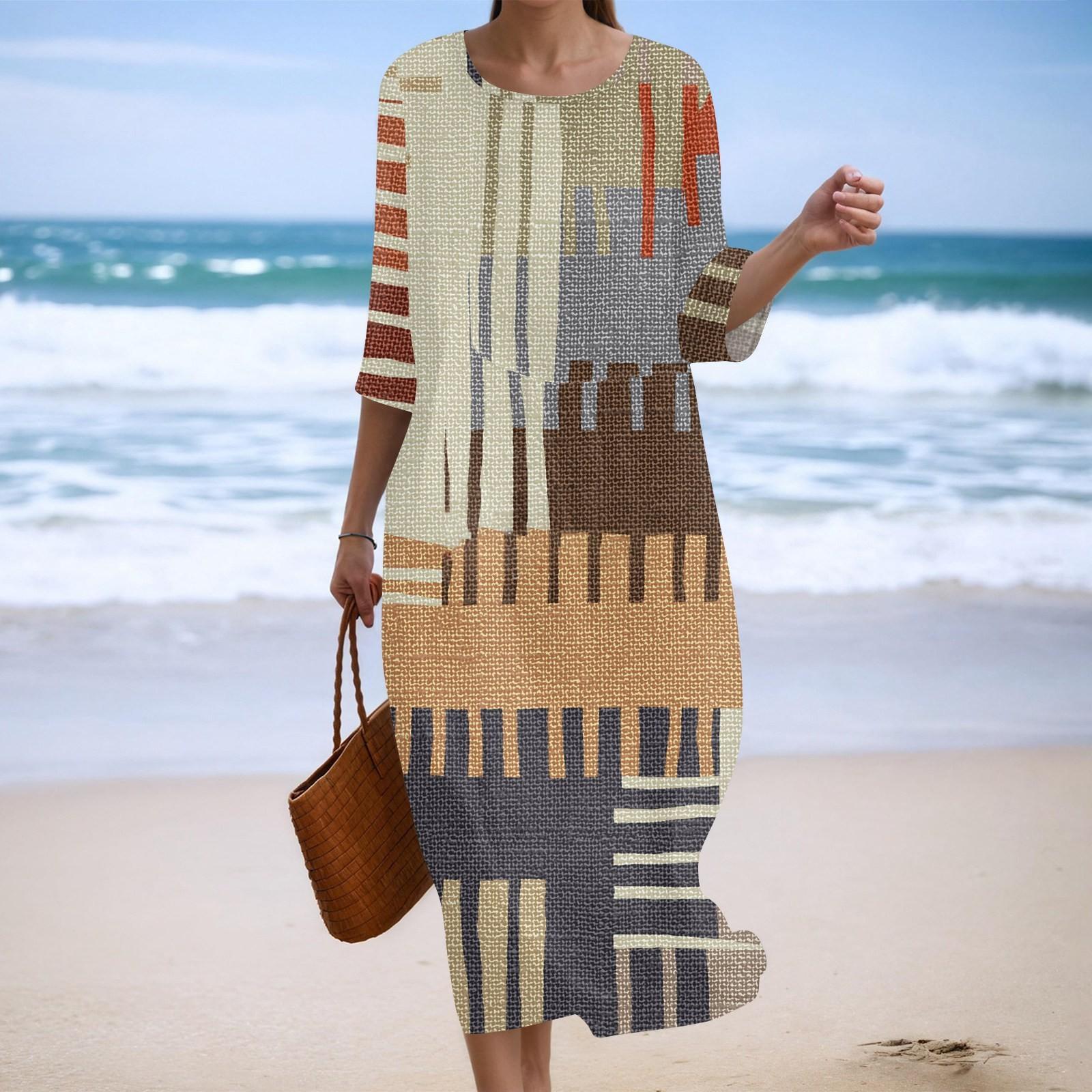 Women s Fashionable Printed Round Neck Seven Quarter Sleeve Loose Dress XXL коричневий
Women s Fashionable Printed Round Neck Seven Quarter Sleeve Loose Dress XXL коричневий