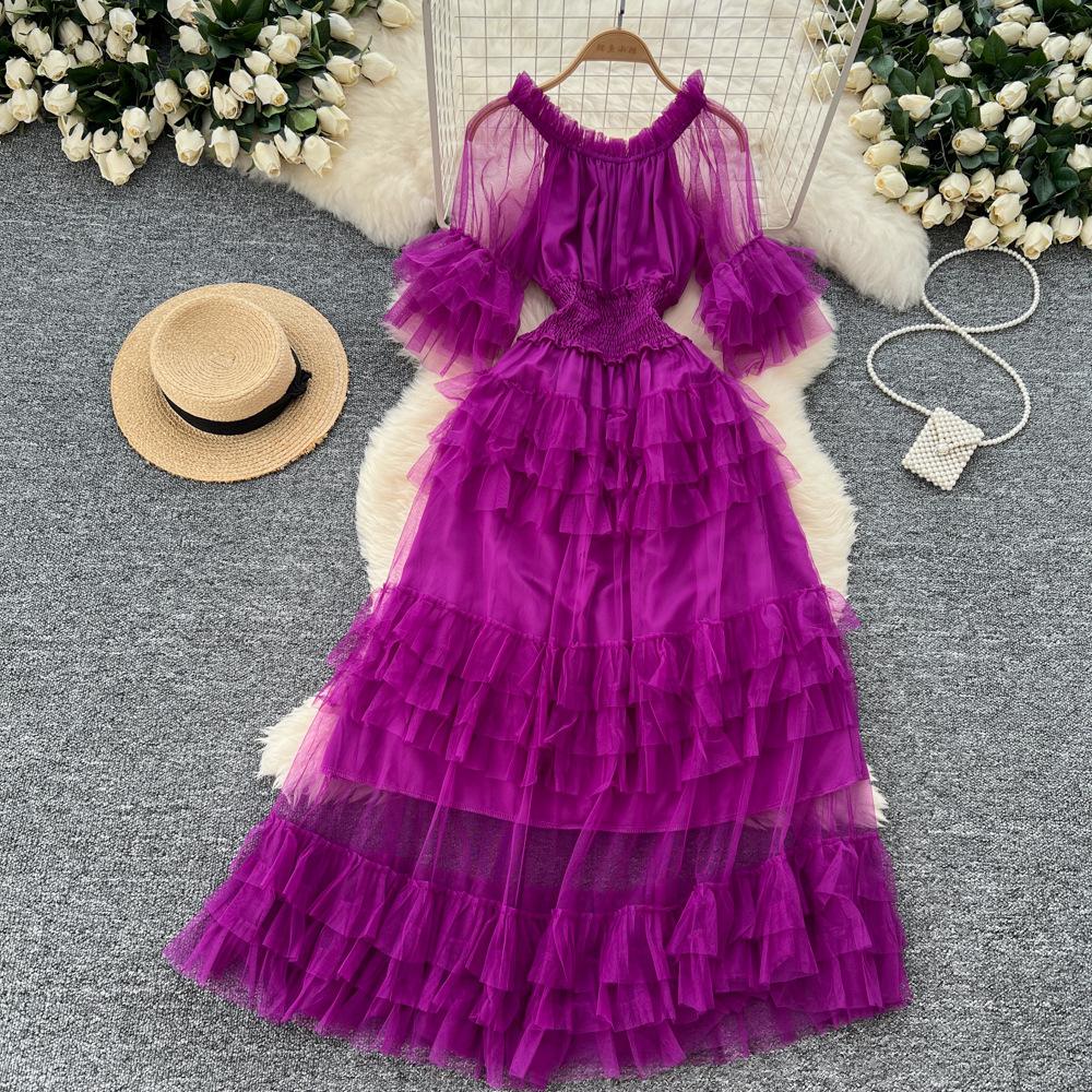 Платье-торт из сетки с французской плиссировкой и расклешенными рукавами, женское, темпераментное, элегантное, длинное платье One size темно-фиолетового
Платье-торт из сетки с французской плиссировкой и расклешенными рукавами, женское, темпераментное, элегантное, длинное платье One size темно-фиолетового