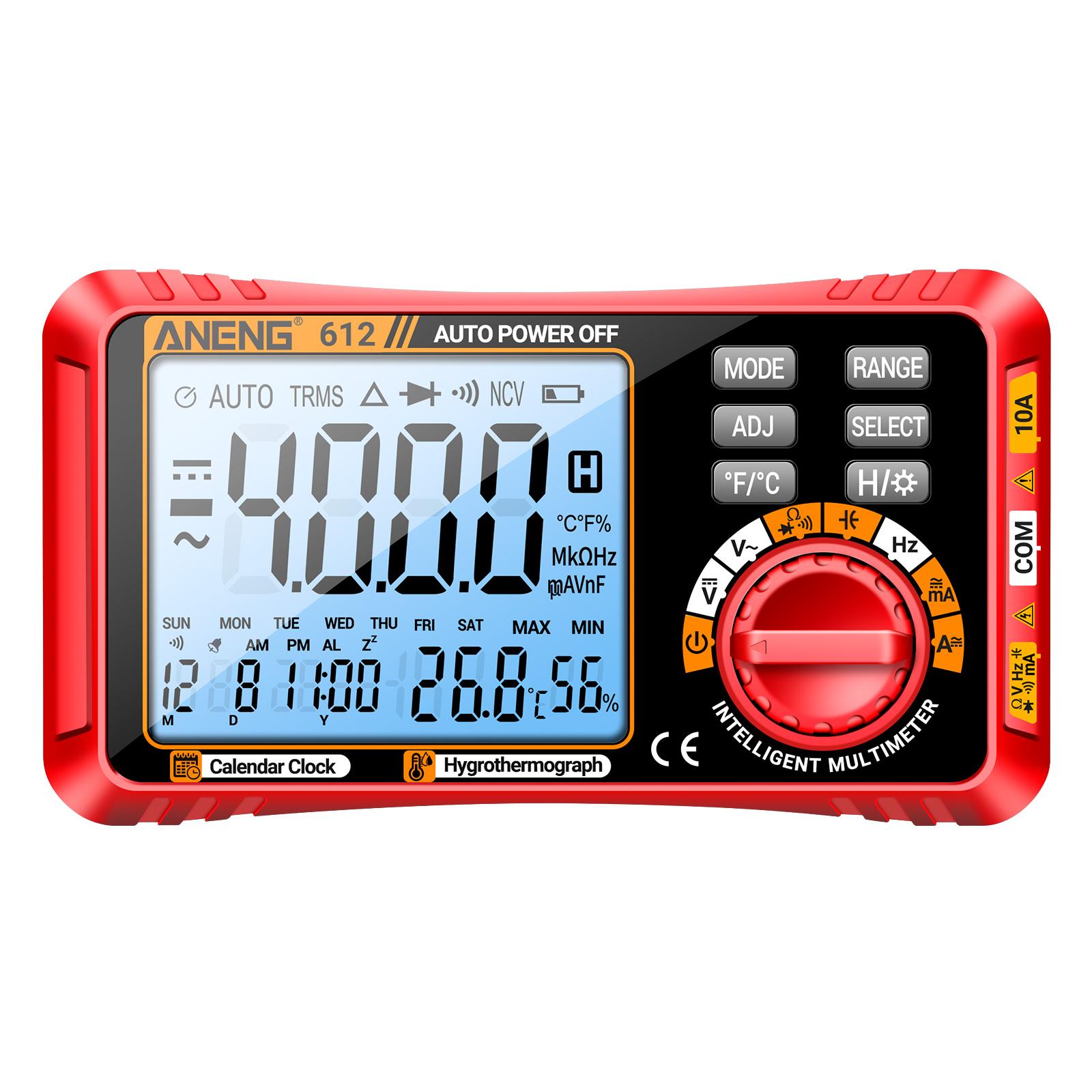 ANENG 612 3 in 1 Digital Multimeter with Perpetual Calendar Temperature and Humidity Monitor Ammeter Voltmeter 4000 Count червоний
ANENG 612 3 in 1 Digital Multimeter with Perpetual Calendar Temperature and Humidity Monitor Ammeter Voltmeter 4000 Count червоний