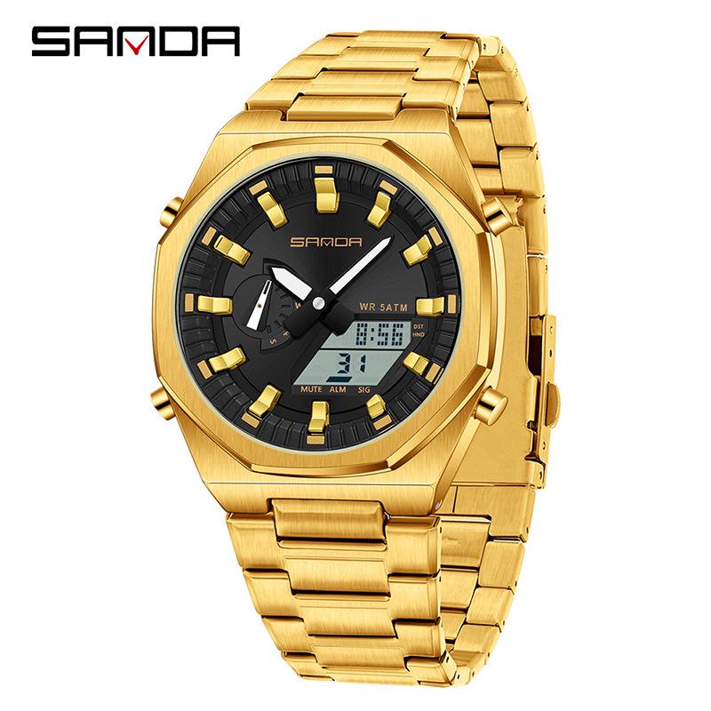 Sanda Men s Octagonal Oak Digital Watch with Dual Display and Daylight Saving Time
Sanda Men s Octagonal Oak Digital Watch with Dual Display and Daylight Saving Time