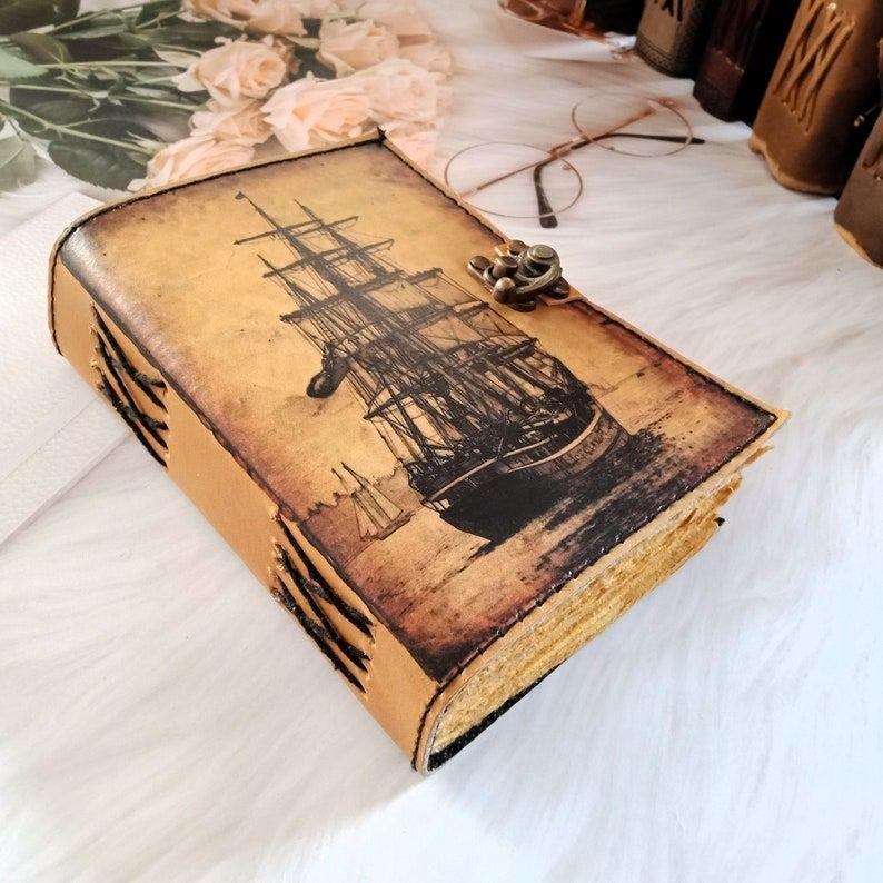 Ship Leather Journal Vintage look Boat Printed Leather dairy, Notebook, Dream journal, writing journal, deckle page sketchbook journal. 8 x 6 in
Ship Leather Journal Vintage look Boat Printed Leather dairy, Notebook, Dream journal, writing journal, deckle page sketchbook journal. 8 x 6 in