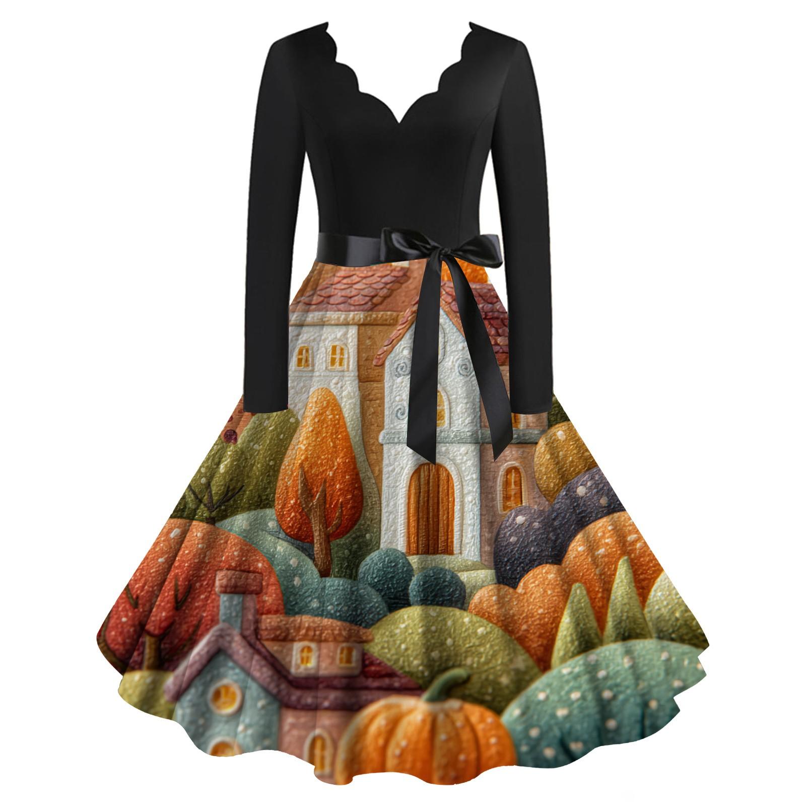 Жіноча сукня-кльош на Хелловін з довгим рукавом. Повсякденні сукні XL білий
Жіноча сукня-кльош на Хелловін з довгим рукавом. Повсякденні сукні XL білий