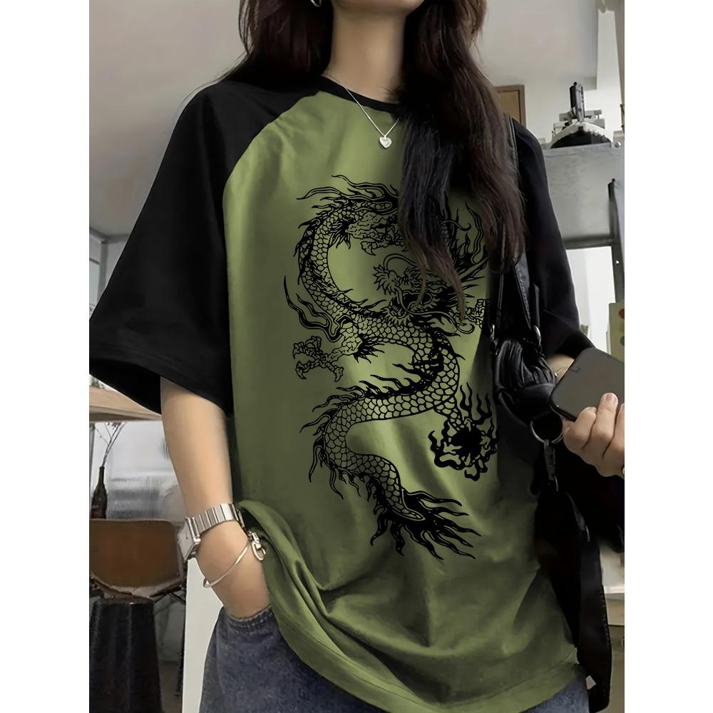 Women s Fashion Casual Ethnic Style Dragon Totem Color-block Raglan Sleeve Crew Neck Short Sleeve Pullover T-Shirt 5XL
Women s Fashion Casual Ethnic Style Dragon Totem Color-block Raglan Sleeve Crew Neck Short Sleeve Pullover T-Shirt 5XL