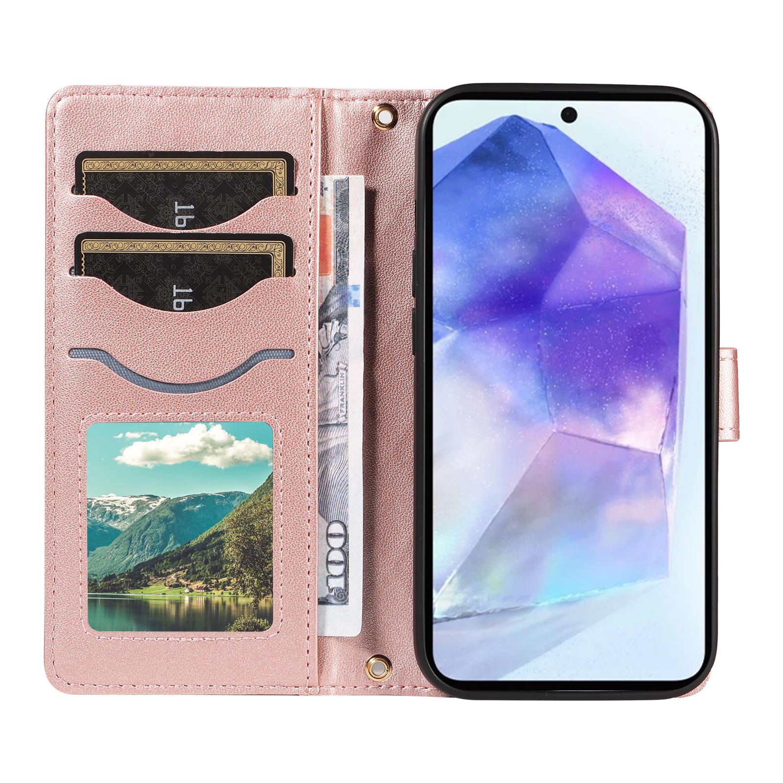 For Samsung Galaxy A55 5G Case Wallet Rhombus Leather Phone Cover with Shoulder Strap,Wrist Strap Rose Gold
For Samsung Galaxy A55 5G Case Wallet Rhombus Leather Phone Cover with Shoulder Strap,Wrist Strap Rose Gold