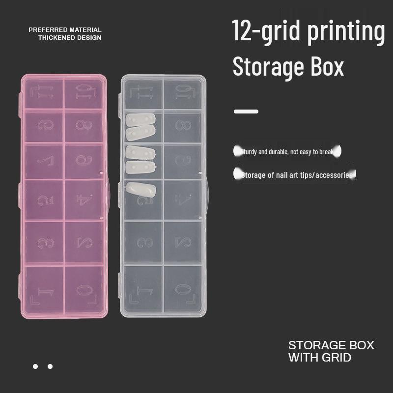 Durable Semi-Transparent 12-Compartment Nail Art Storage Box with Numbered Sections
Durable Semi-Transparent 12-Compartment Nail Art Storage Box with Numbered Sections