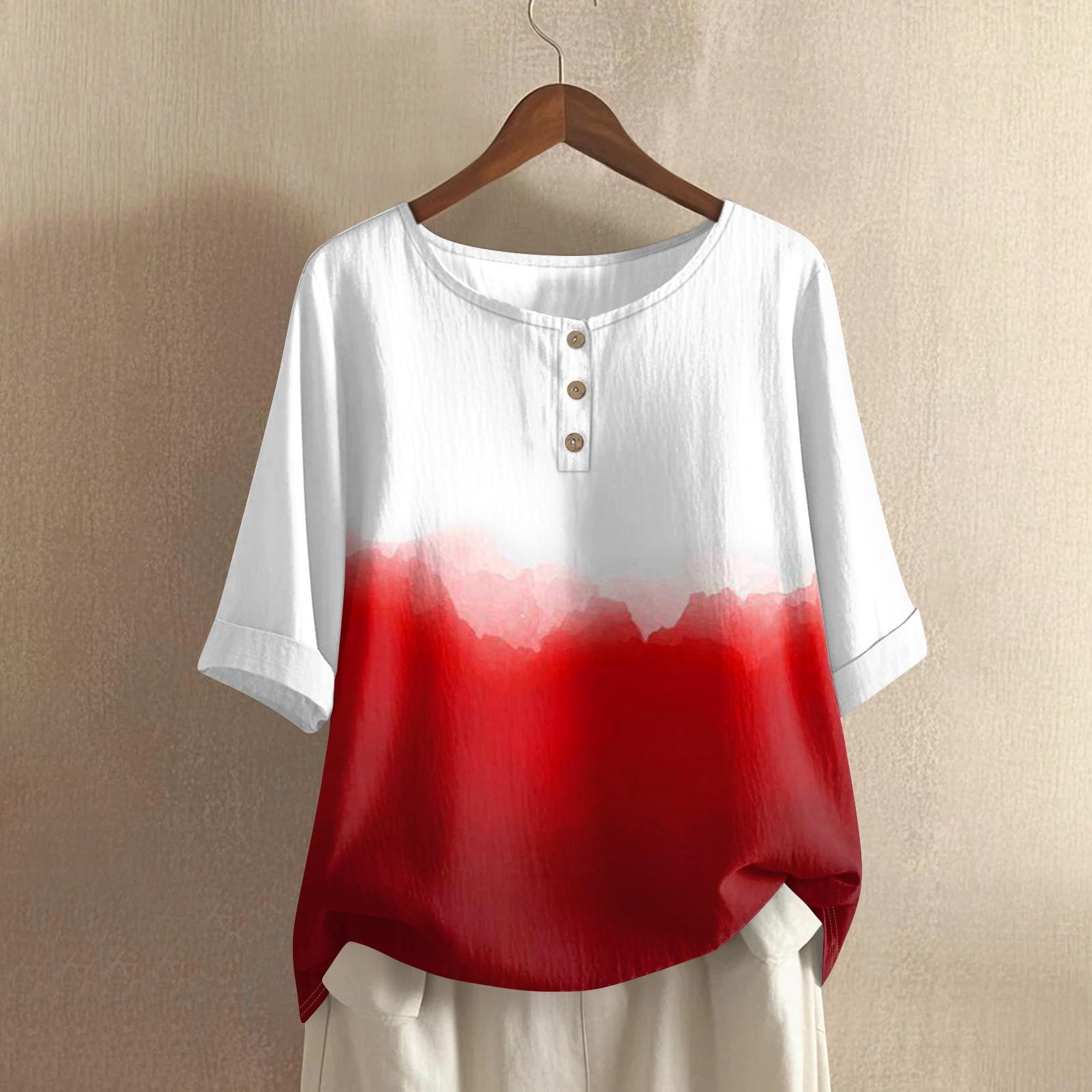 Women s Fashionable And Casual Shirt Half-sleeve Round Neck Print Cotton And Linen Blouse Top L червоний
Women s Fashionable And Casual Shirt Half-sleeve Round Neck Print Cotton And Linen Blouse Top L червоний