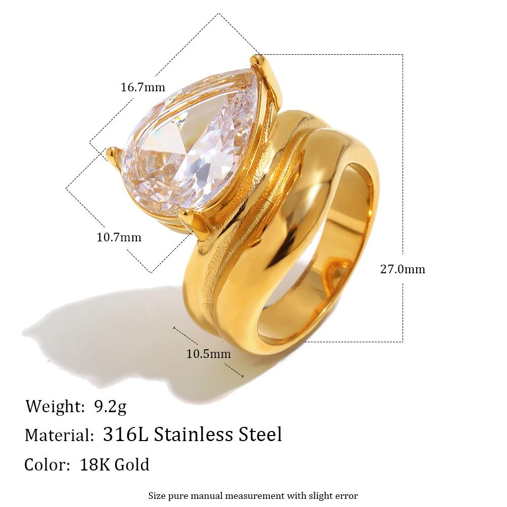 Mamacitaslay 316L Stainless Steel Pear Cut Zircon Geometric Ring 18K Gold Plated Waterproof Jewelry For Women Banquet Party Wear 8
Mamacitaslay 316L Stainless Steel Pear Cut Zircon Geometric Ring 18K Gold Plated Waterproof Jewelry For Women Banquet Party Wear 8
