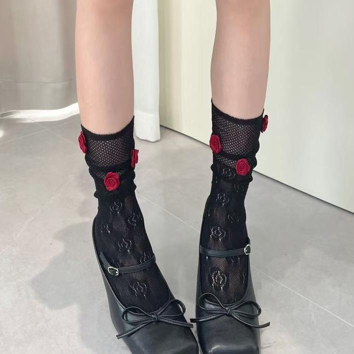Rose Flowers Socks Women Sweet Fashion Mesh Mid-calf Socks High Elastic Breathable Girls Stockings JK Dress All-match Hosiery One Size чорний
Rose Flowers Socks Women Sweet Fashion Mesh Mid-calf Socks High Elastic Breathable Girls Stockings JK Dress All-match Hosiery One Size чорний
