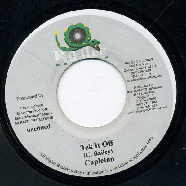 7inch Record CAPLETON - Tek It Off NONE Rattler Records 2002 Jamaica Reggae, Ska & Dub Used
7inch Record CAPLETON - Tek It Off NONE Rattler Records 2002 Jamaica Reggae, Ska & Dub Used