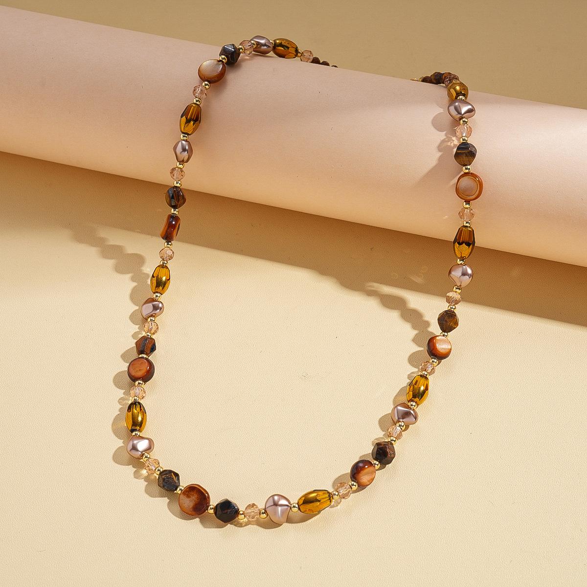 18k real gold electroplated glass stone beaded fritillary oval pendant sweater chain temperament necklace
18k real gold electroplated glass stone beaded fritillary oval pendant sweater chain temperament necklace