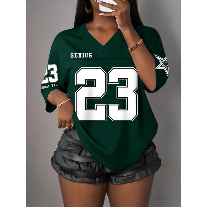 Summer New Black Enjoy Freedom 23 Print T-Shirt For Women V-Neck Short Sleeve Mesh Sports Football Jersey Y2K Oversized Tops S
Summer New Black Enjoy Freedom 23 Print T-Shirt For Women V-Neck Short Sleeve Mesh Sports Football Jersey Y2K Oversized Tops S