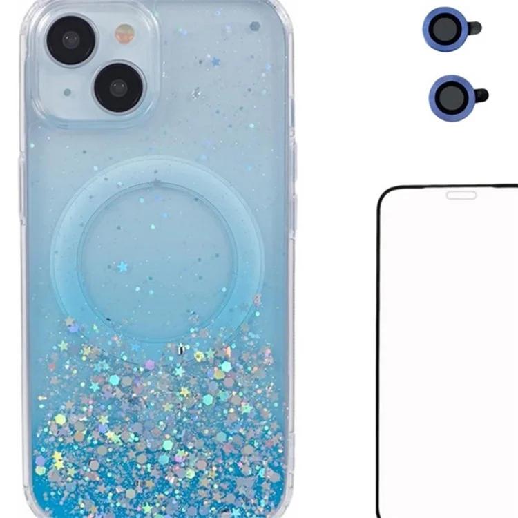 WANLONFENG JWT Series For iPhone 14 Glitter Sequin TPU+Acrylic Magnetic Phone Case with Screen Film + Lens Film - Blue
WANLONFENG JWT Series For iPhone 14 Glitter Sequin TPU+Acrylic Magnetic Phone Case with Screen Film + Lens Film - Blue