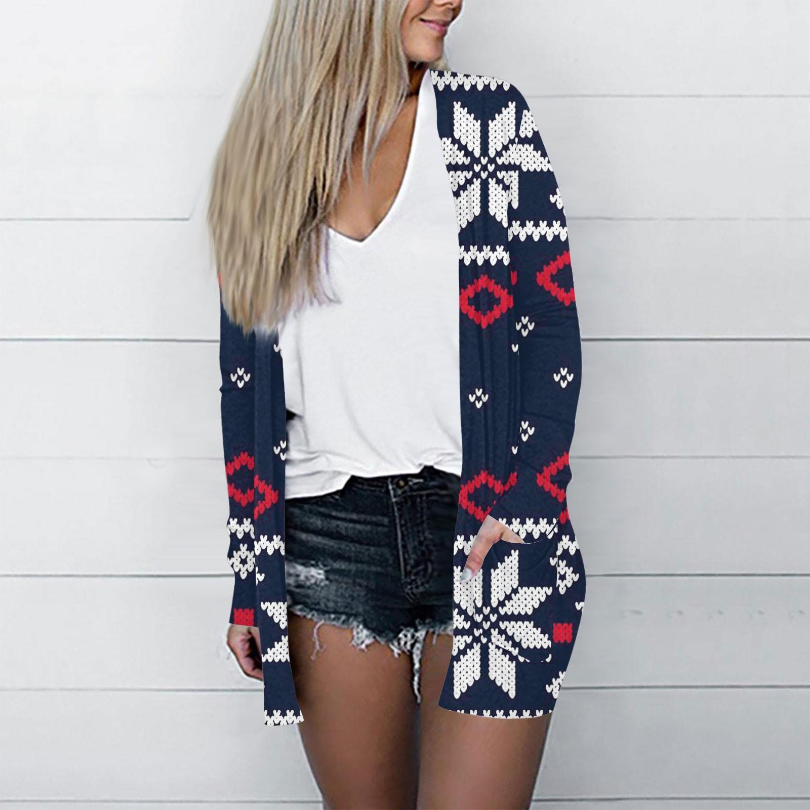 Рождественская женская модная повседневная куртка-кардиган средней длины с длинным рукавом и принтом XXL
Рождественская женская модная повседневная куртка-кардиган средней длины с длинным рукавом и принтом XXL