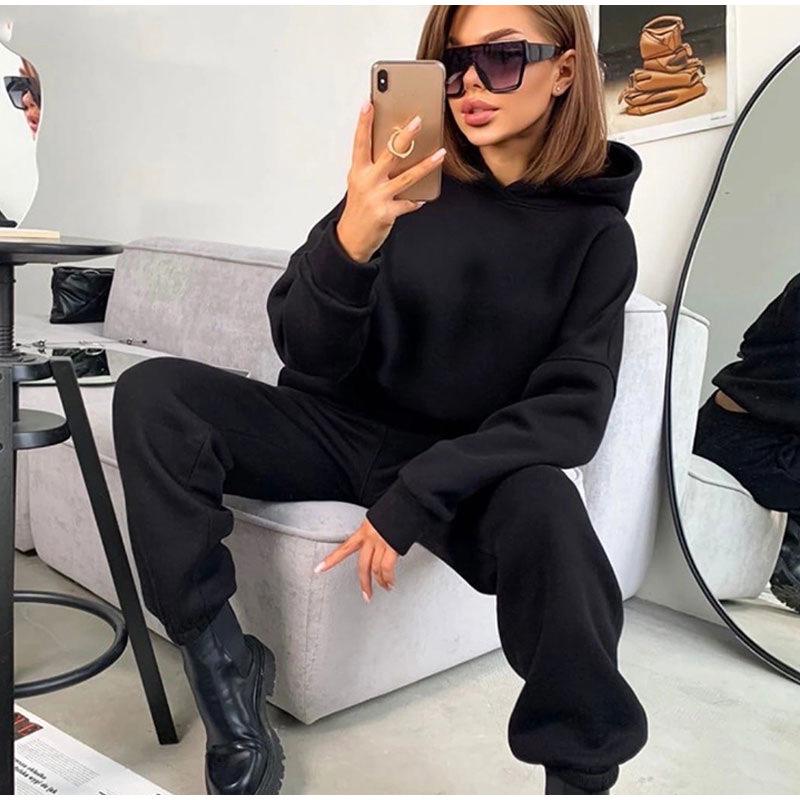 Pullover Hooded Tracksuit Women Two Pieces Pant Sets Sweatshirts Pockets Pants Suit Thick Elastic Waist Spliced Sporty Autumn XL чорний
Pullover Hooded Tracksuit Women Two Pieces Pant Sets Sweatshirts Pockets Pants Suit Thick Elastic Waist Spliced Sporty Autumn XL чорний