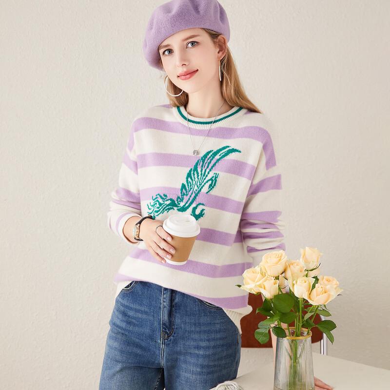TUHUANG Women s Thick Pure Wool Striped Jacquard Round Neck Sweater XL
TUHUANG Women s Thick Pure Wool Striped Jacquard Round Neck Sweater XL