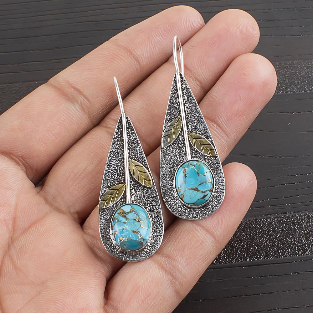 Blue Copper Turquoise Handmade Gemstone Earrings, 925 Solid Sterling Silver Earrings Antique Jewelry, For Engagement Gift 2.00 Inches синій
Blue Copper Turquoise Handmade Gemstone Earrings, 925 Solid Sterling Silver Earrings Antique Jewelry, For Engagement Gift 2.00 Inches синій